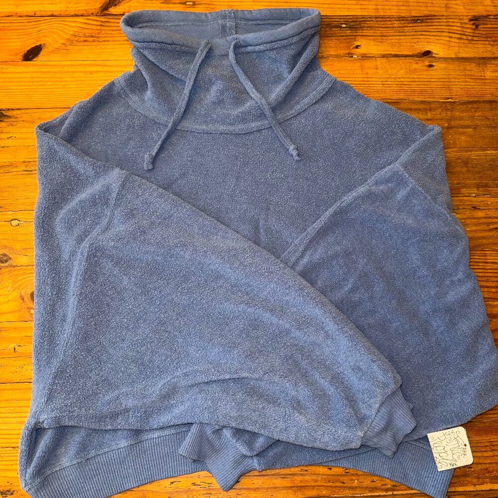 Free People Woman Blue Terry Pullover